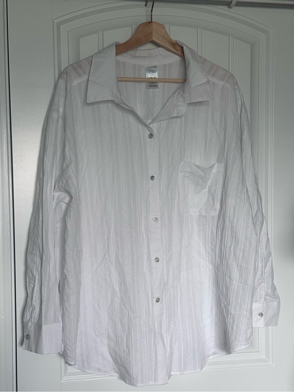 Time and Tru Cotton Swim Cover-Up Button Front Shirt Size 1X